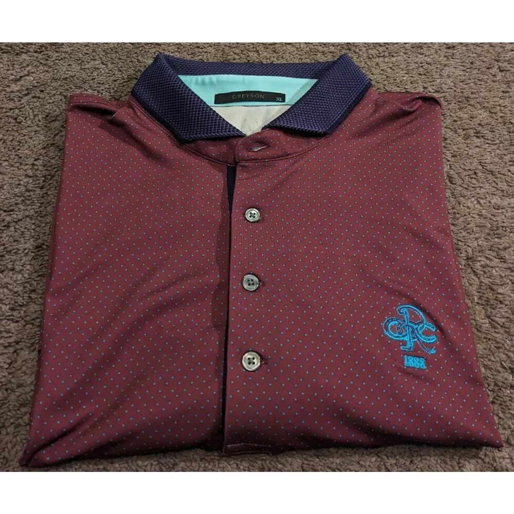 Men's Greyson Starling Polka Dot Performance Golf Polo Shirt Size XL